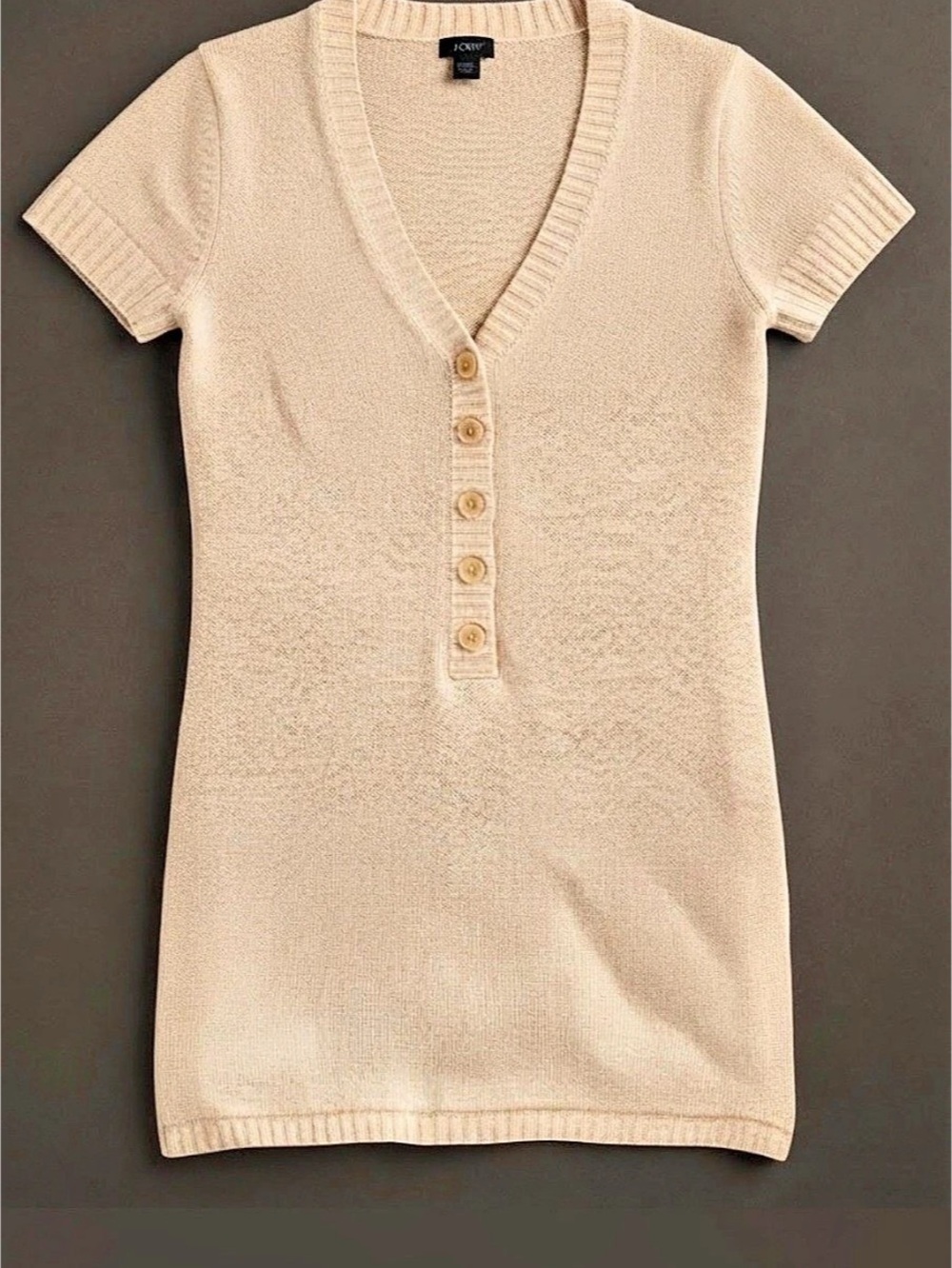 J.Crew short Sleeve V-Neck Sweater in Beige size XS 100% linen